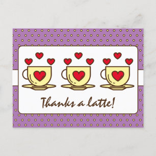 Cartão Postal Bonito Roxo Obrigado Um Montão Café Obrigado