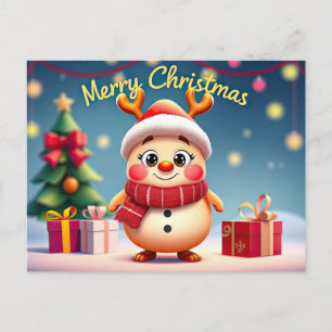 Cartão Postal Bonito Rudolph Reindeer Feliz Natal