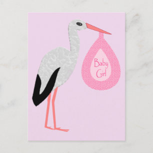 Cartão Postal Bonito Tempestade de Bebê Rosa
