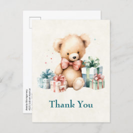 Cartão Postal Bonito Urso de Teddy com Presentes de Natal Obriga