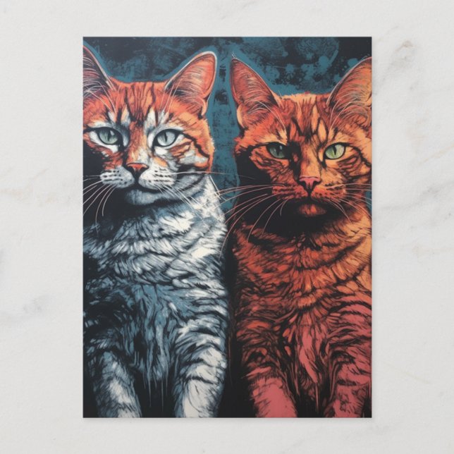 Cartão Postal Bonitos Gatos (Frente)