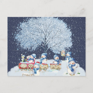Cartão Postal Bonitos Papai-Nóis Festivos de Aquarela