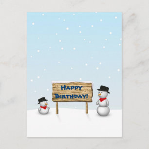 Cartão Postal Bonitos Snowmen desejando Parabéns