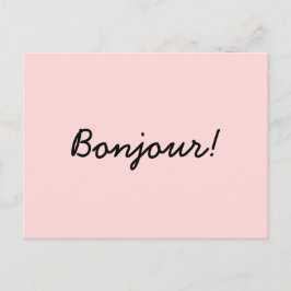 Cartão Postal Bonjour Cream Ivory Modern Script Design