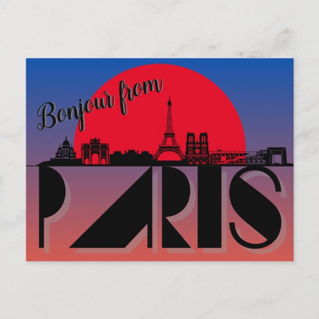 Cartão Postal Bonjour da Paris Modern (Frente)