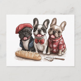 Cartão Postal Bonjour French Bulldogs