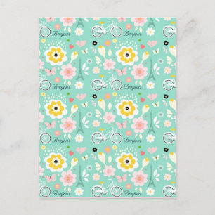 Cartão Postal Bonjour Paris Eiffel Tower Design