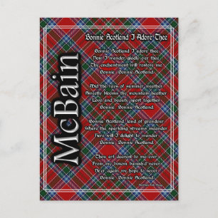Cartão Postal Bonnie Scotland I Adore The Clan McBain Tartan