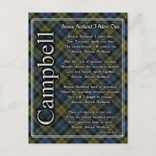 Cartão Postal Bonnie Scotland I Adore Theo Campbell Tartan