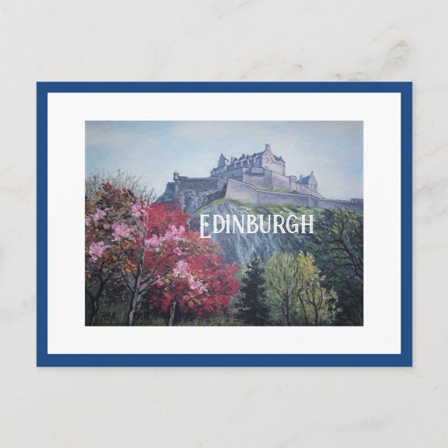 Cartão Postal Bonnie Scotland linda Edinburgh Castle Art (Frente)