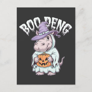Cartão Postal Boo deng Spooky Halloween Moo Deng Bebê Hipopótamo