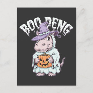 Cartão Postal Boo deng Spooky Halloween Moo Deng Bebê Hipopótamo