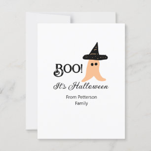 Cartão Postal Boo é Halloween do nome da família, fantasma laran