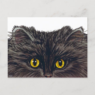 Cartão Postal BOO! Gato Preto Spooky da Watercolor original