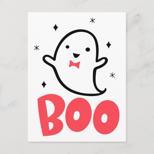 Cartão Postal Boo Ghost, trabalho de arte de mão desenhada (Frente)