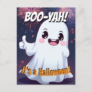 Cartão Postal Boo-yah É um Fantasma Engraçado do Halloween