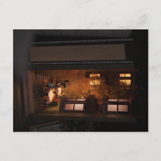 Cartão Postal Book nook diorama - pequeno café (Frente)