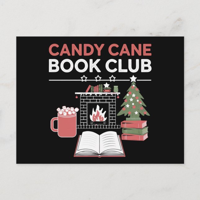 Cartão Postal Bookish Christmas Candy Cane Book Club Bookish (Frente)