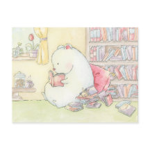 Bookworms biblioteca polar urso bunny watercolor