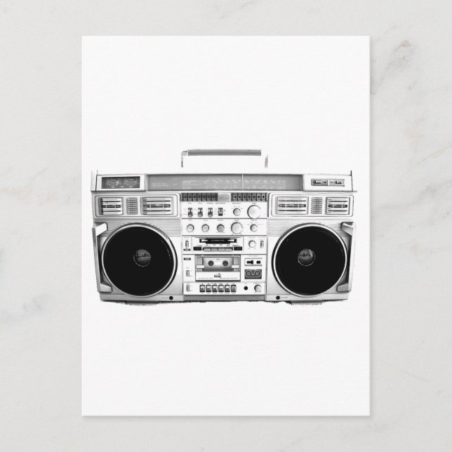 Cartão Postal Boom Box Ghetto Blaster 80s 70s Cassette player (Frente)