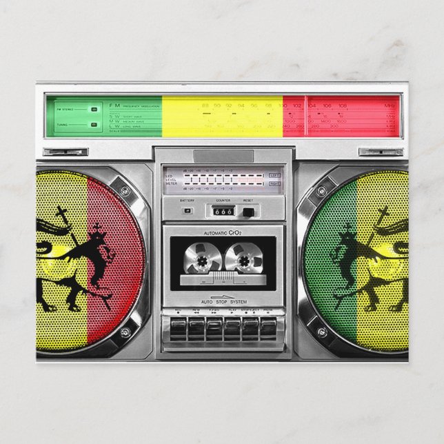 Cartão Postal boombox de reggae (Frente)