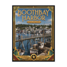 Boothbay Harbor Maine Arte Deco Vintage Idade Dour