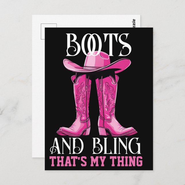 Cartão Postal Boots e Bling Rosa Essa é a minha coisa (Frente/Verso)