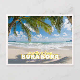 Cartão Postal Bora Bora Retro Praia Tropical Vintage Saudações