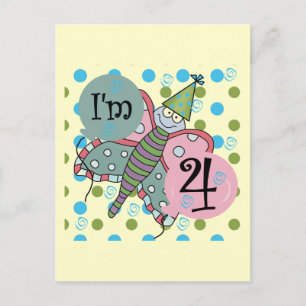 Cartão Postal Borboleta 4º Aniversário Camisetas e presentes