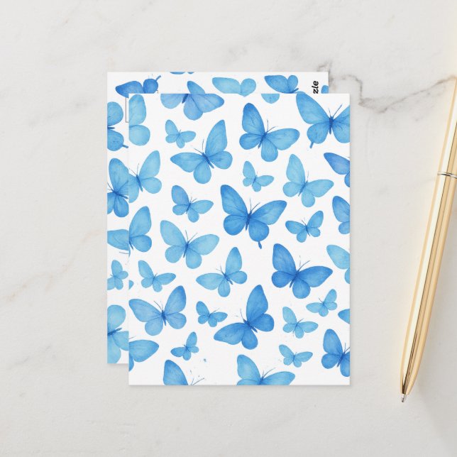 Cartão Postal Borboleta Azul (Frente/Verso In Situ)