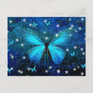Cartão Postal Borboleta Azul Elegante