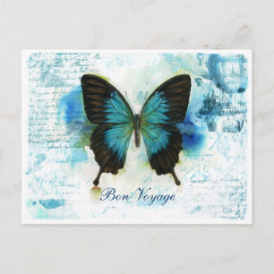Cartão Postal Borboleta azul VictorianTravel do bon voyage