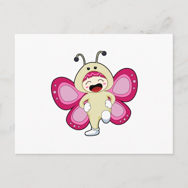 Cartão Postal Borboleta com roupa (Frente)