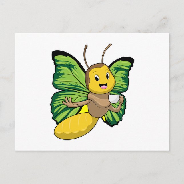 Cartão Postal Borboleta com Taça de Café (Frente)