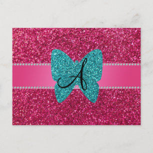 Cartão Postal Borboleta cor-de-rosa com tartaruga monográfica