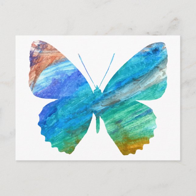 Cartão Postal Borboleta de Aquarela (Frente)