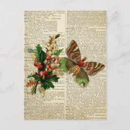 Cartão Postal Borboleta de arte floral na página do dicionário d