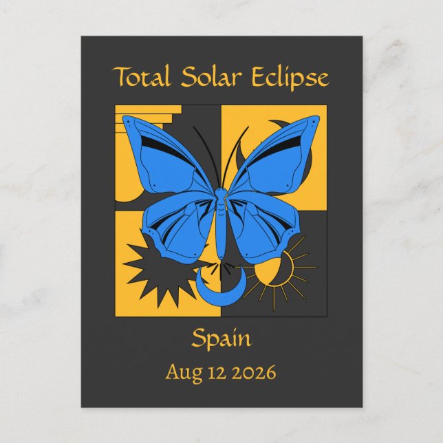 Cartão Postal Borboleta de Eclipe Solar Total Personalizada (Frente)