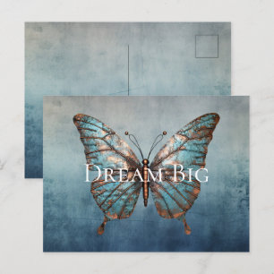 Cartão Postal Borboleta de Textura de Cinza Azul