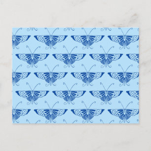 Cartão Postal Borboleta Deco Estilizada - cobalto e azul pálido