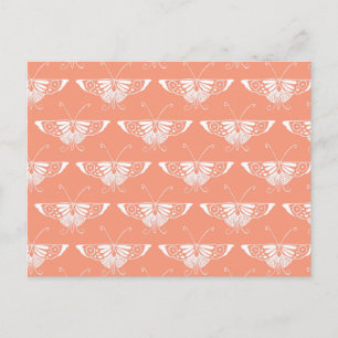 Cartão Postal Borboleta Deco estilizada - laranja coral