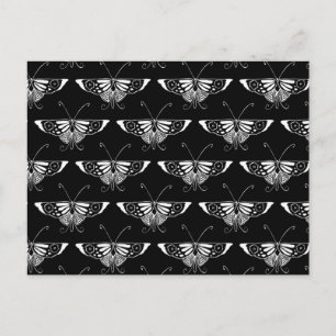 Cartão Postal Borboleta Deco estilizada - preto e branco