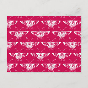 Cartão Postal Borboleta Deco Estilizada - rosa fuchsia