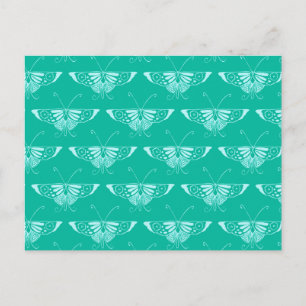 Cartão Postal Borboleta Deco estilizada - turquesa e aqua