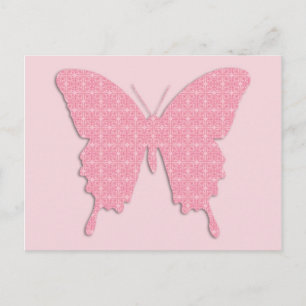 Cartão Postal Borboleta em impressão de papel de parede - rosa c