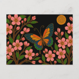 Cartão Postal Borboleta Flor de Cerejeira Lua