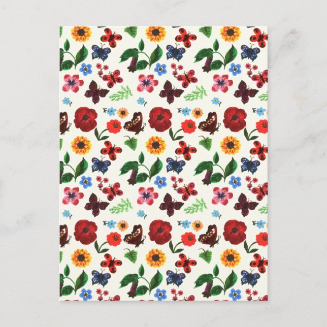 Cartão Postal Borboleta Floral Botânica (Frente)