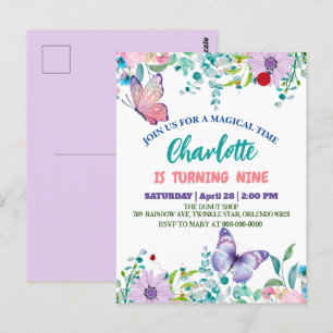 Cartão Postal Borboleta fofa Bolinhas floral Flor Aniversário 