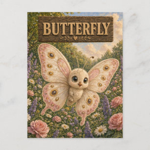 Cartão Postal Borboleta Fofa História do Bebê Livro de Berçário