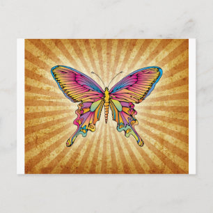 Cartão Postal Borboleta no Fundo